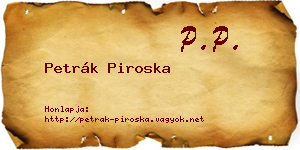 Petrák Piroska névjegykártya